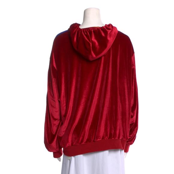 (XL) Aviator Nation Classic Velvet Zip Rainbow Stripe Sleeve Hoodie in Wine - Picture 6 of 6